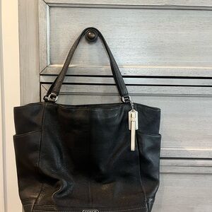Black Leather Coach Tote Bag